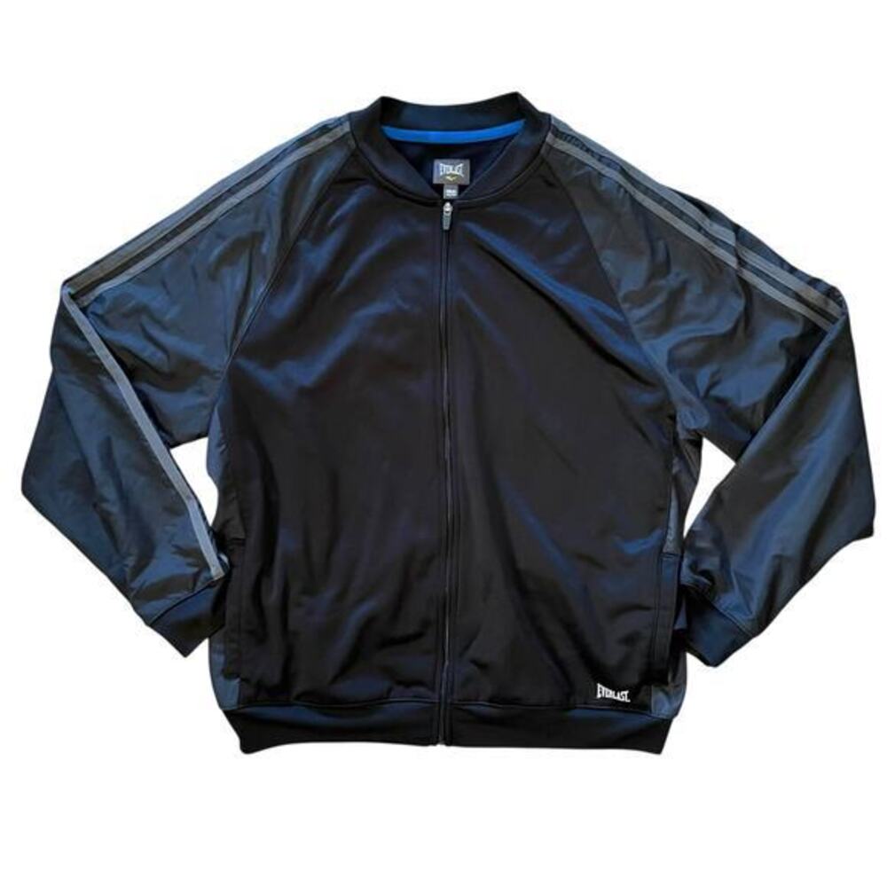 Everlast Black Gray Raglan Sleeve Zip-Front Track Jacket - Men's Size XXL